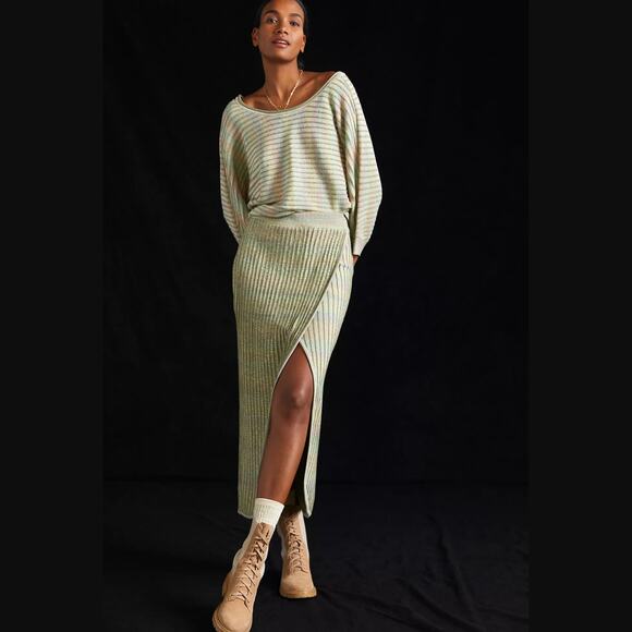 Anthropologie Knit Neutral Maxi Skirt - XS - New - Picture 1 of 3